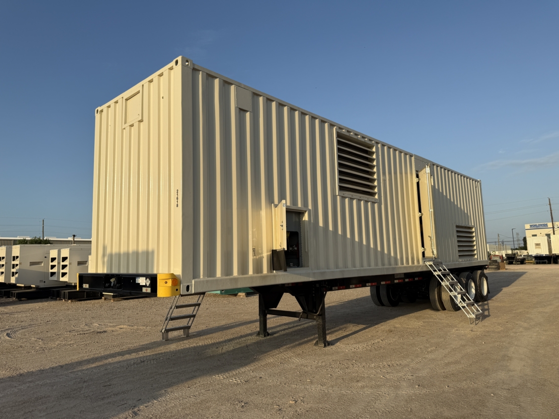 Container home exterior at sunset